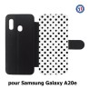 Etui cuir pour Samsung Galaxy A20e motif géométrique pattern noir et blanc - ronds noirs