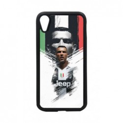 Coque noire pour iPhone XR Ronaldo CR7 Juventus Foot
