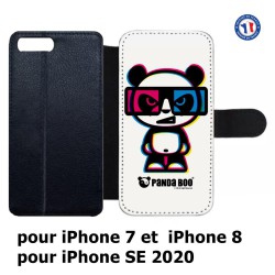 Etui cuir pour iPhone 7/8 et iPhone SE 2020 PANDA BOO© 3D - lunettes - coque humour