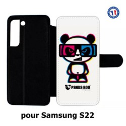 Etui cuir pour Samsung Galaxy S22 PANDA BOO© 3D - lunettes - coque humour