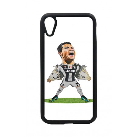 Coque noire pour iPhone XR Cristiano Ronaldo Juventus Turin Football - Ronaldo super héros