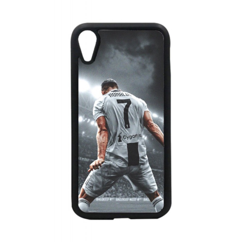 Coque noire pour iPhone XR Cristiano Ronaldo Juventus Turin Football grands caractères