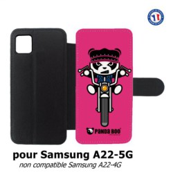 Etui cuir pour Samsung Galaxy A22 - 5G PANDA BOO© Moto Biker - coque humour