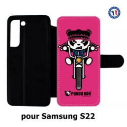 Etui cuir pour Samsung Galaxy S22 PANDA BOO© Moto Biker - coque humour