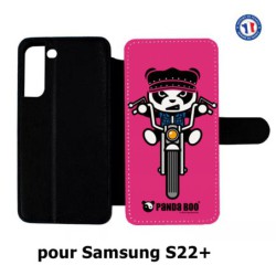 Etui cuir pour Samsung Galaxy S22 Plus PANDA BOO© Moto Biker - coque humour