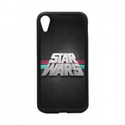 Coque noire pour iPhone XR logo Stars Wars fond gris - légende Star Wars