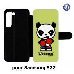 Etui cuir pour Samsung Galaxy S22 PANDA BOO© Boxeur - coque humour