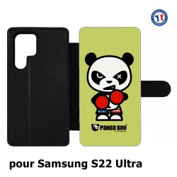 Etui cuir pour Samsung Galaxy S22 Ultra PANDA BOO© Boxeur - coque humour