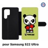 Etui cuir pour Samsung Galaxy S22 Ultra PANDA BOO© Boxeur - coque humour