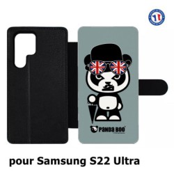 Etui cuir pour Samsung Galaxy S22 Ultra PANDA BOO© So British  - coque humour