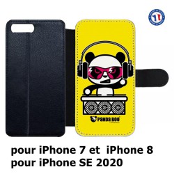 Etui cuir pour iPhone 7/8 et iPhone SE 2020 PANDA BOO© DJ music - coque humour