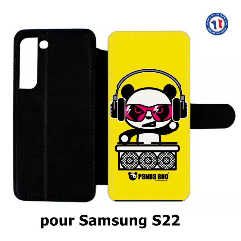 Etui cuir pour Samsung Galaxy S22 PANDA BOO© DJ music - coque humour