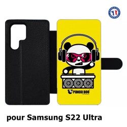 Etui cuir pour Samsung Galaxy S22 Ultra PANDA BOO© DJ music - coque humour