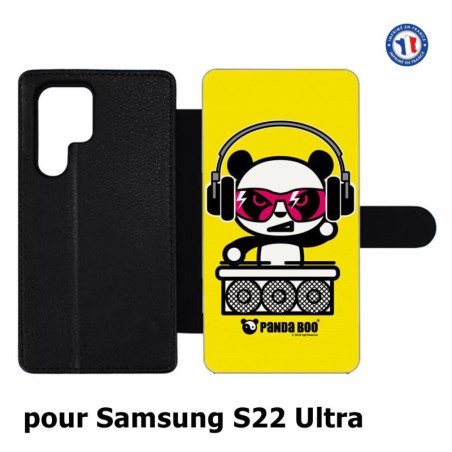 Etui cuir pour Samsung Galaxy S22 Ultra PANDA BOO© DJ music - coque humour
