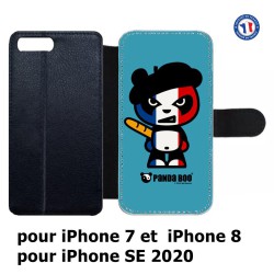 Etui cuir pour iPhone 7/8 et iPhone SE 2020 PANDA BOO© Français béret baguette - coque humour