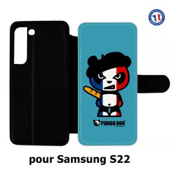 Etui cuir pour Samsung Galaxy S22 PANDA BOO© Français béret baguette - coque humour