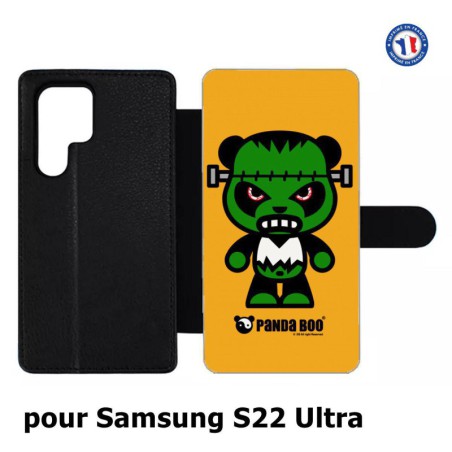 Etui cuir pour Samsung Galaxy S22 Ultra PANDA BOO© Frankenstein monstre - coque humour