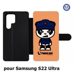 Etui cuir pour Samsung Galaxy S22 Ultra PANDA BOO© Mao Panda communiste - coque humour