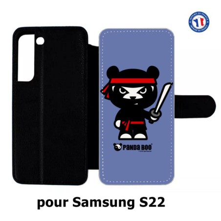 Etui cuir pour Samsung Galaxy S22 PANDA BOO© Ninja Boo noir - coque humour