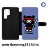 Etui cuir pour Samsung Galaxy S22 Ultra PANDA BOO© Ninja Boo noir - coque humour