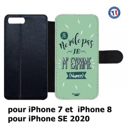 Etui cuir pour iPhone 7/8 et iPhone SE 2020 ProseCafé© coque Humour : Je ne râle pas Je m'exprime