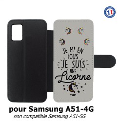 Etui cuir pour Samsung Galaxy A51 - 4G ProseCafé© coque Humour : Je m'en fous