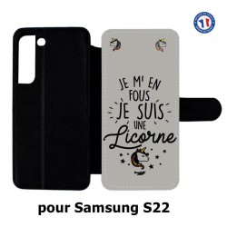Etui cuir pour Samsung Galaxy S22 ProseCafé© coque Humour : Je m'en fous