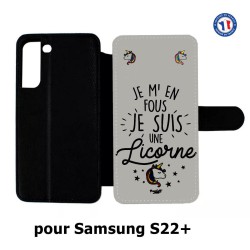 Etui cuir pour Samsung Galaxy S22 Plus ProseCafé© coque Humour : Je m'en fous