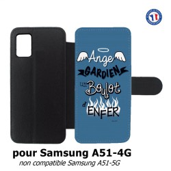 Etui cuir pour Samsung Galaxy A51 - 4G ProseCafé© coque Humour : Ange gardien un boulot d'enfer