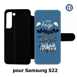 Etui cuir pour Samsung Galaxy S22 ProseCafé© coque Humour : Ange gardien un boulot d'enfer
