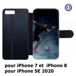 Etui cuir pour iPhone 7/8 et iPhone SE 2020 Cristiano Ronaldo club foot Turin Football course ballon