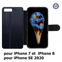 Etui cuir pour iPhone 7/8 et iPhone SE 2020 Ice Skull - Crâne Glace - Cône Crâne - skull art