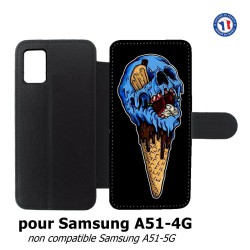 Etui cuir pour Samsung Galaxy A51 - 4G Ice Skull - Crâne Glace - Cône Crâne - skull art