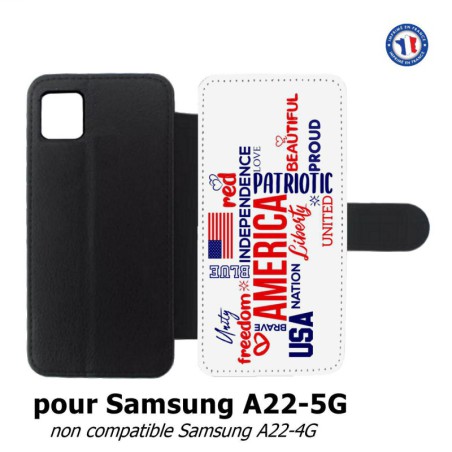 Etui cuir pour Samsung Galaxy A22 - 5G USA lovers - drapeau USA - patriot