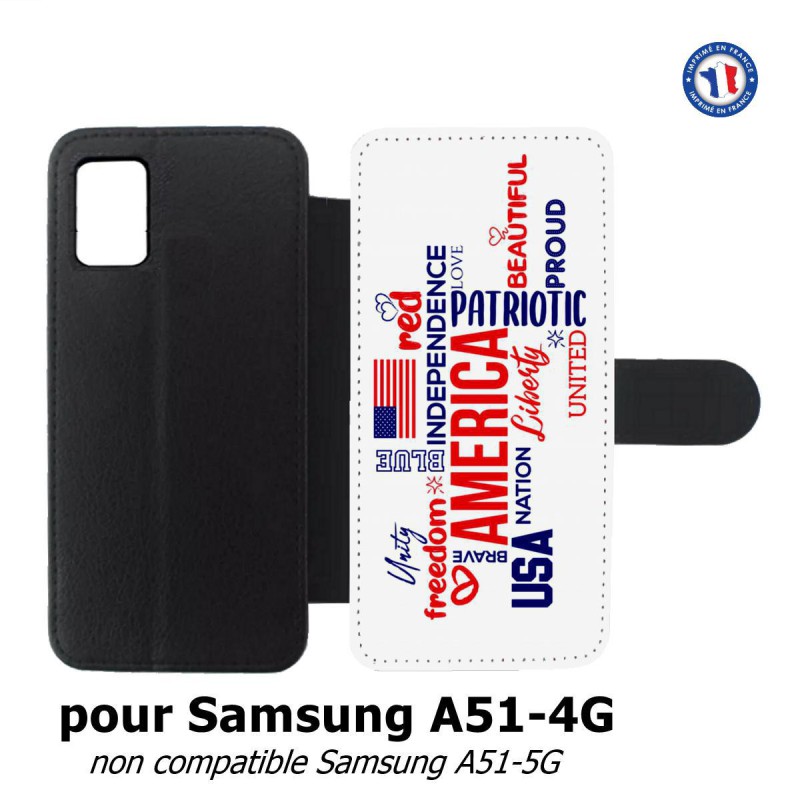 Etui cuir pour Samsung Galaxy A51 - 4G USA lovers - drapeau USA - patriot
