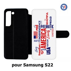 Etui cuir pour Samsung Galaxy S22 USA lovers - drapeau USA - patriot