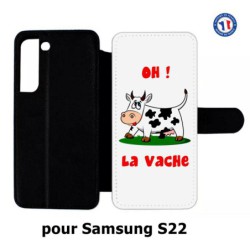 Etui cuir pour Samsung Galaxy S22 Oh la vache - coque humoristique