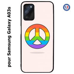 Coque pour Samsung Galaxy A03s Peace and Love LGBT - couleur arc en ciel