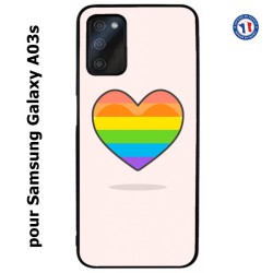 Coque pour Samsung Galaxy A03s Rainbow hearth LGBT - couleur arc en ciel Coeur LGBT