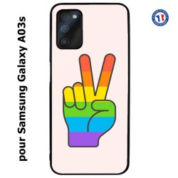 Coque pour Samsung Galaxy A03s Rainbow Peace LGBT - couleur arc en ciel Main Victoire Paix LGBT