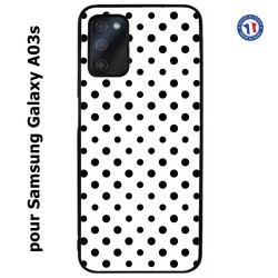 Coque pour Samsung Galaxy A03s motif géométrique pattern noir et blanc - ronds noirs
