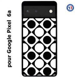 Coque pour Google Pixel 6a motif géométrique pattern noir et blanc - ronds et carrés