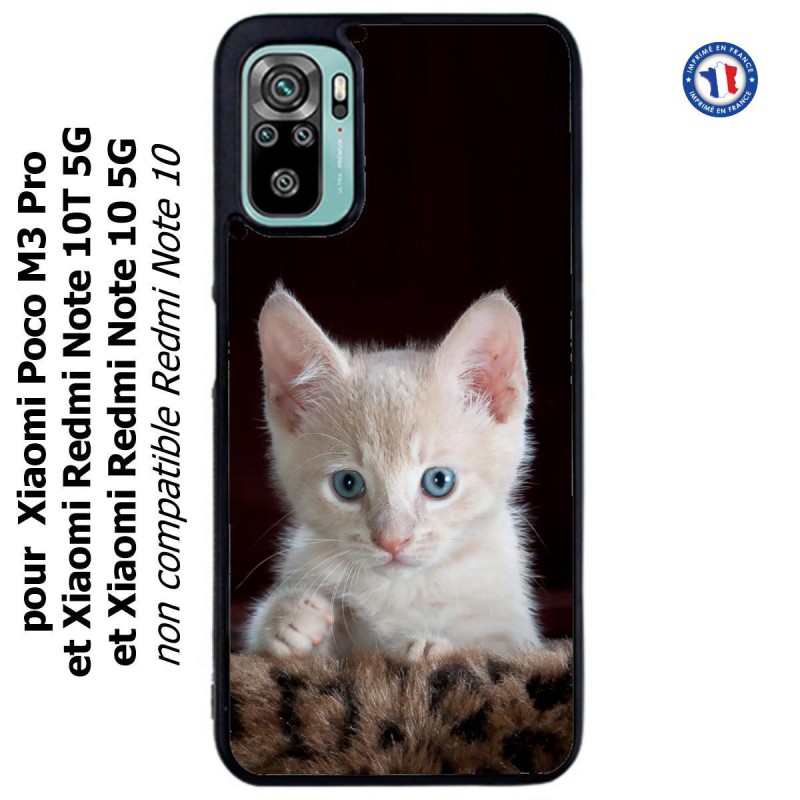 Coque pour Xiaomi Redmi Note 10 5G et 10T 5G Bébé chat tout mignon - chaton yeux bleus