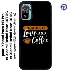 Coque pour Xiaomi Poco M3 Pro I raise boys on Love and Coffee - coque café