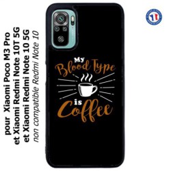 Coque pour Xiaomi Redmi Note 10 5G et 10T 5G My Blood Type is Coffee - coque café