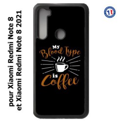 Coque pour Xiaomi Redmi Note 8 et Note 8 2021 My Blood Type is Coffee - coque café