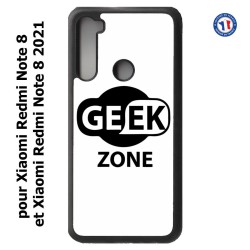 Coque pour Xiaomi Redmi Note 8 et Note 8 2021 Logo Geek Zone noir & blanc