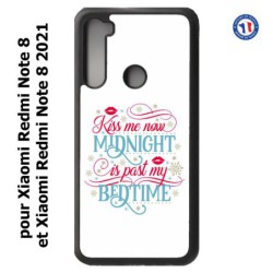 Coque pour Xiaomi Redmi Note 8 et Note 8 2021 Kiss me now Midnight is past my Bedtime amour embrasse-moi