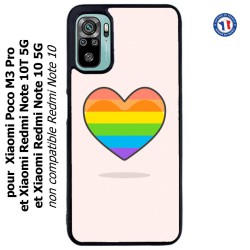 Coque pour Xiaomi Redmi Note 10 5G et 10T 5G Rainbow hearth LGBT - couleur arc en ciel Coeur LGBT