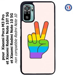 Coque pour Xiaomi Poco M3 Pro Rainbow Peace LGBT - couleur arc en ciel Main Victoire Paix LGBT